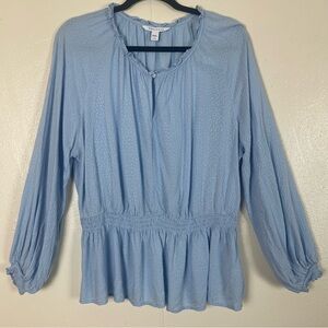 Popsugar Light Blue long sleeve Peplum Blouse